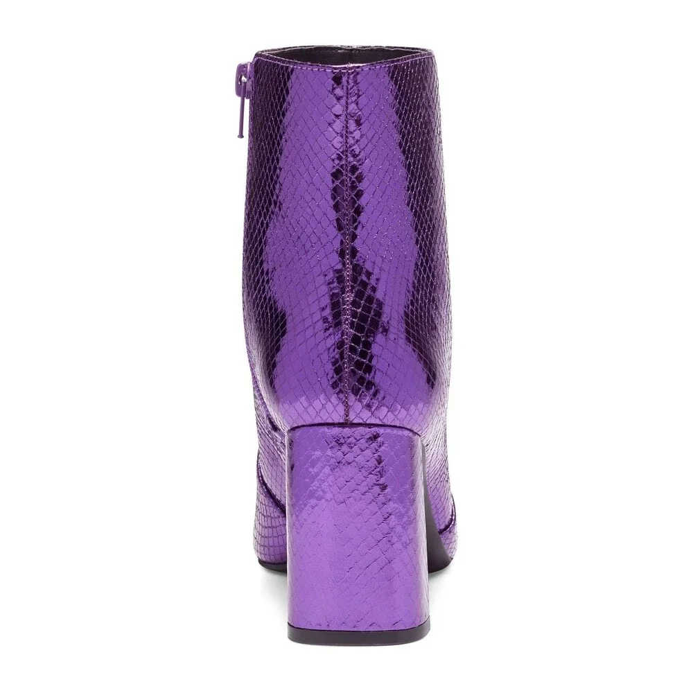 INC‎ Womens Purple ScalePattern Memory Foam Booties Toe Block Heel Booties 10 M